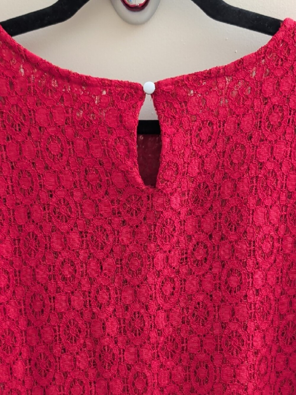 MOHITO Collection Red Stretch Lace Long Sleeve Shift Dress Size L - Picture 4 of 10